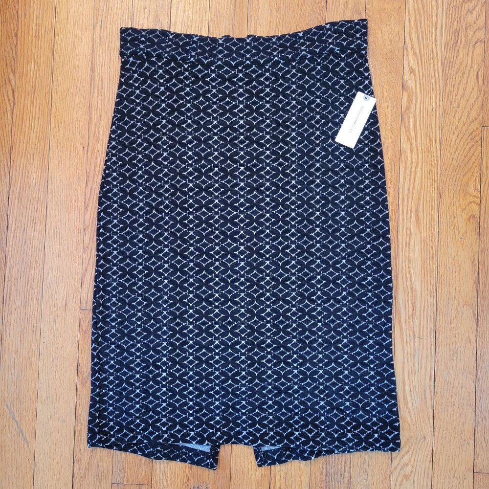 Maeve S Black White Textured‎ Pencil Skirt Back Zipper Detail Slit SAMANTHA